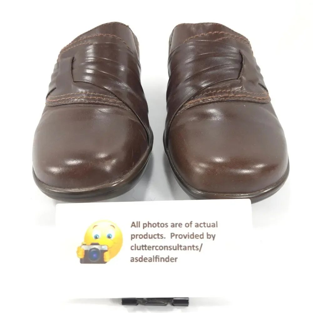 Clarks Bendables Leather Slip On Mule Slide Womens Size 10 M 62900 Brown